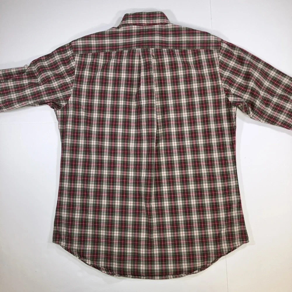 Polo Ralph Lauren Shirt Mens Medium M Custom Fit Plaid Button Down Long‎ Sleeve